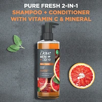 Men+Care Pure Fresh 2-in-1 Shampoo + Conditioner with plant-based cleansers & moisturizers Orange & Sage for strong, healthy-looking hair