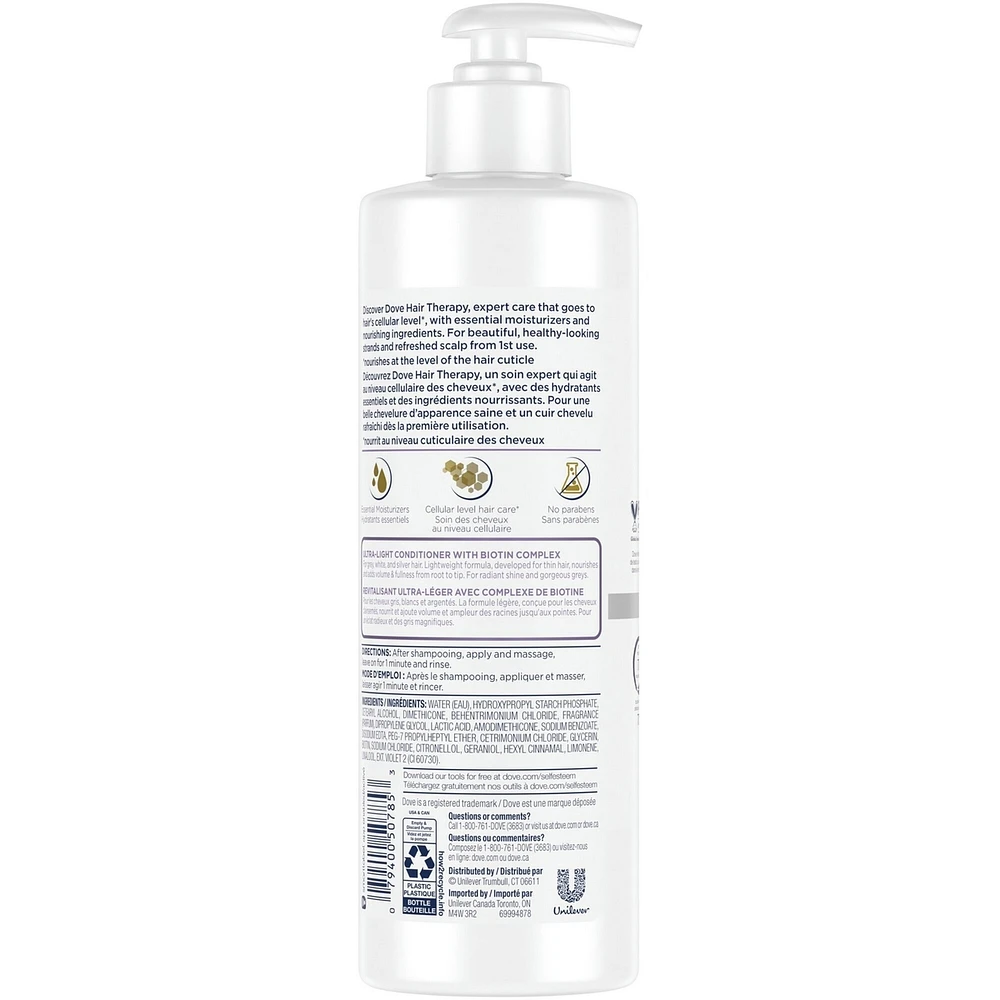 Hair Therapy Gorgeous Greys For Grey, White & Silver Coloured Hair Purple Conditioner Ultra-Light Sulfate Free Conditioner for Volume and Radiant Shine, Made With Biotin Complex