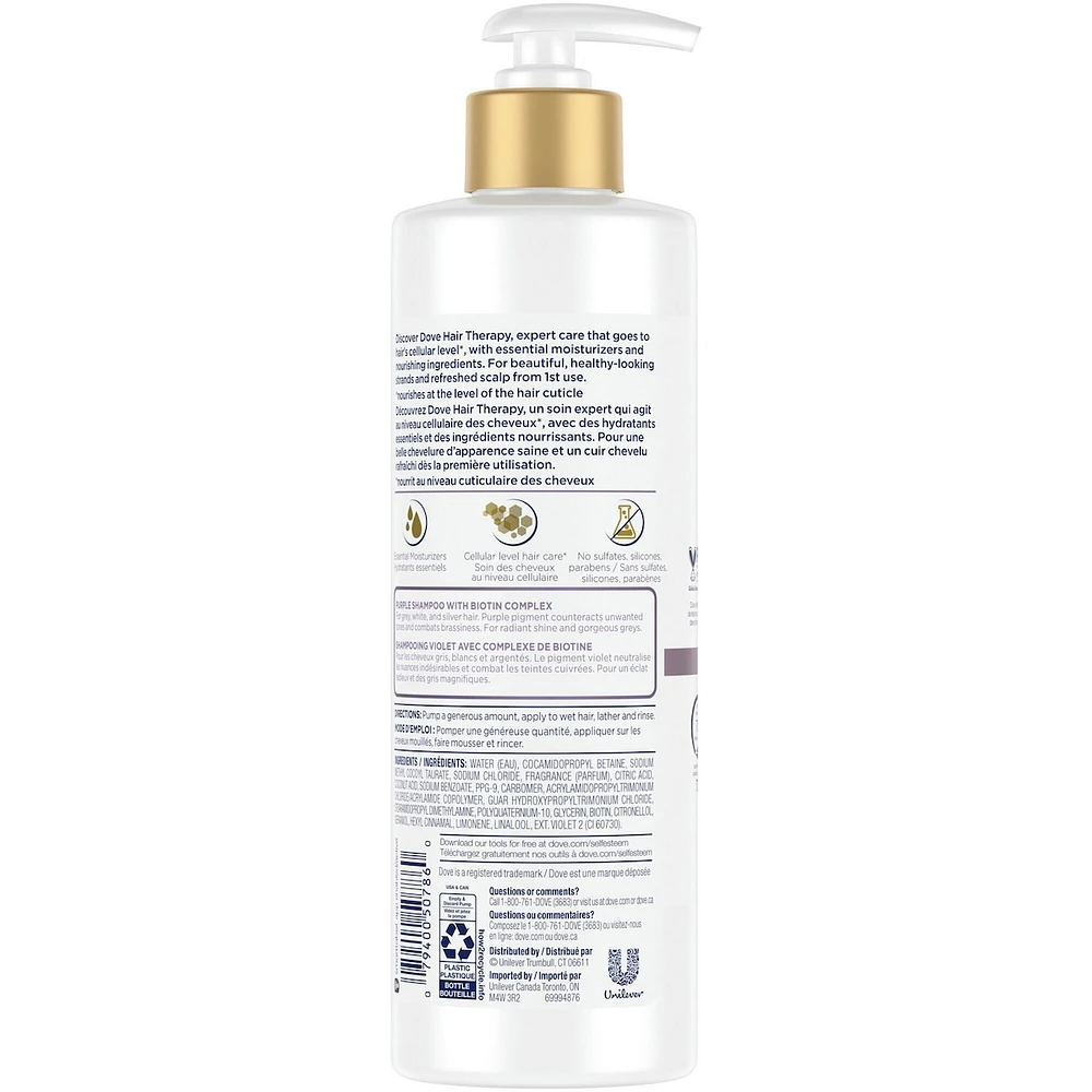 Hair Therapy Gorgeous Greys for Grey, White & Silver Coloured Hair Purple Shampoo Sulfate-Free Shampoo with Biotin Complex