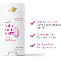 Vitamin Care+ Aluminum-Free Deodorant Raspberry & Rose Scent 72h Breathable Odour Protection with Vitamin B3+E