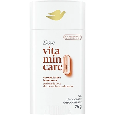 Vitamin Care+ Deodorant Stick Aluminum-Free Deodorant for Women Coconut & Shea Butter Scent 72H Breathable Odour Protection with Vitamin B3+E