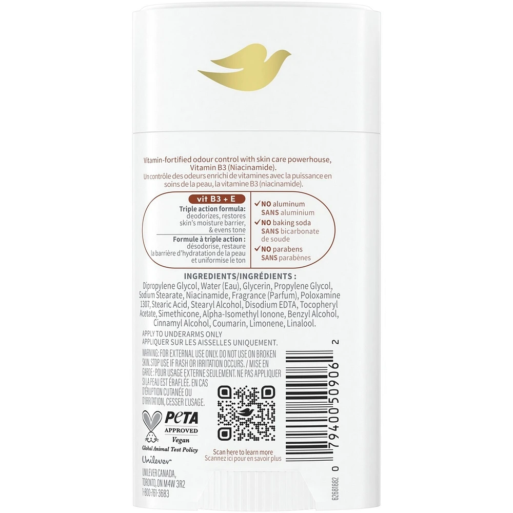 Vitamin Care+ Deodorant Stick Aluminum-Free Deodorant for Women Coconut & Shea Butter Scent 72H Breathable Odour Protection with Vitamin B3+E