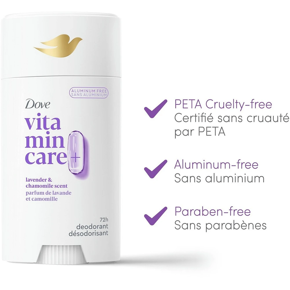 Vitamin Care+ Aluminum-Free Deodorant Lavender & Chamomile Scent 72h Breathable Odour Protection with Vitamin B3+E