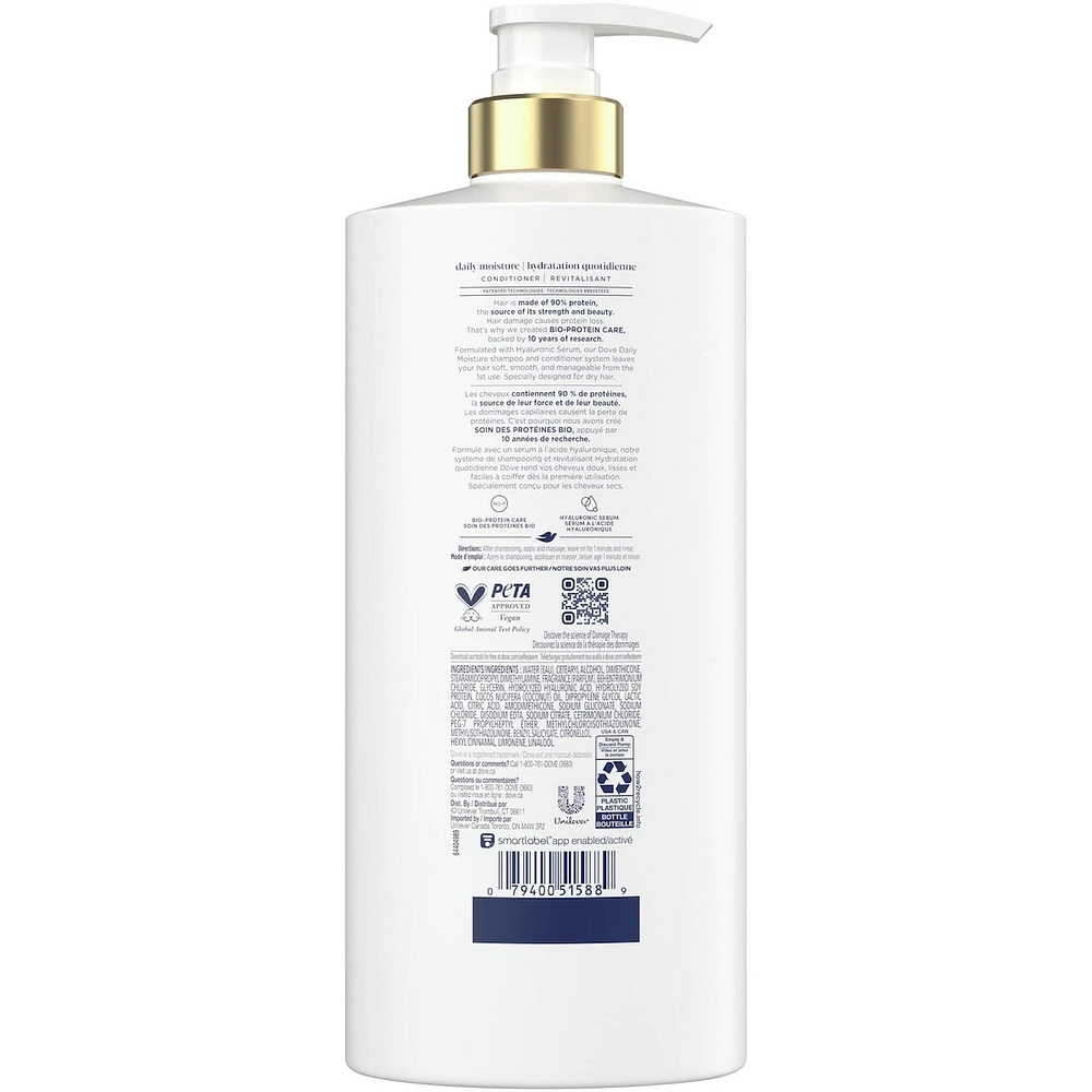 Dove Daily Moisture Conditioner for Dry Hair  with Liquid Bio-Protein Care and Hyaluronic Serum 828 ML