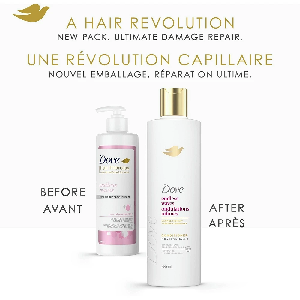 Dove Endless Waves Conditioner for Wavy Hair,  with Liquid Bio-Protein Care technology, 355 ML