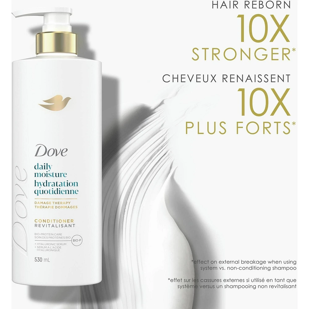 Dove Daily Moisture Conditioner for Dry Hair,  with Liquid Bio-Protein Care and Hyaluronic Serum, 530 ML