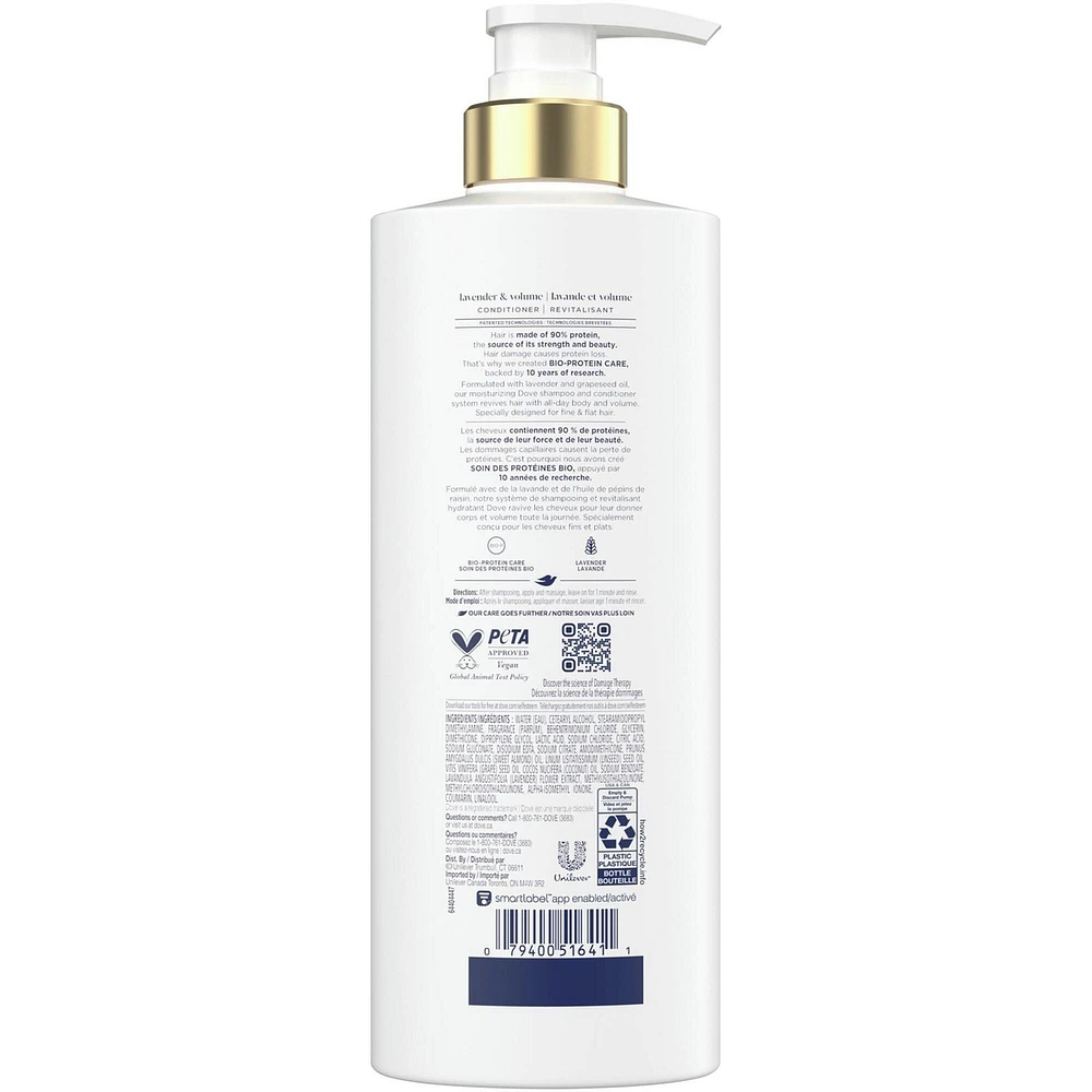 Dove Lavender & Volume Conditioner for Fine and Flat Hair,  with Liquid Bio-Protein care, 530 ML