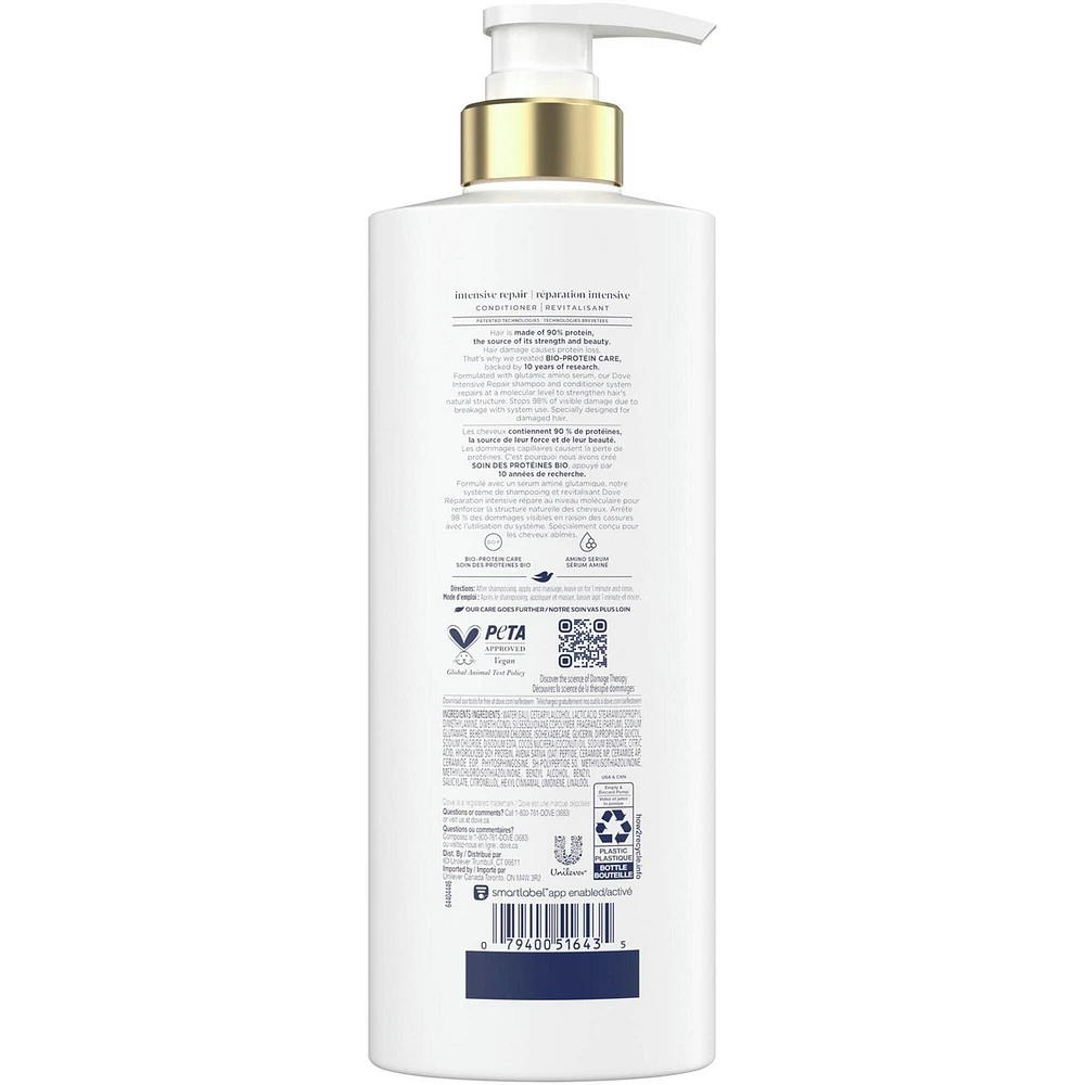 Dove Intensive Repair Conditioner for Damaged Hair,  with Liquid Bio-Protein Care, 530 ML