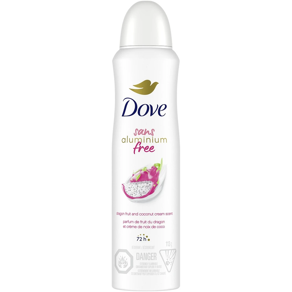 Dove Aluminium Free Déodorant for Women with 1/4 Moisturizers, Dragon Fruit & Coconut Cream 72h Odour Protection 113 g