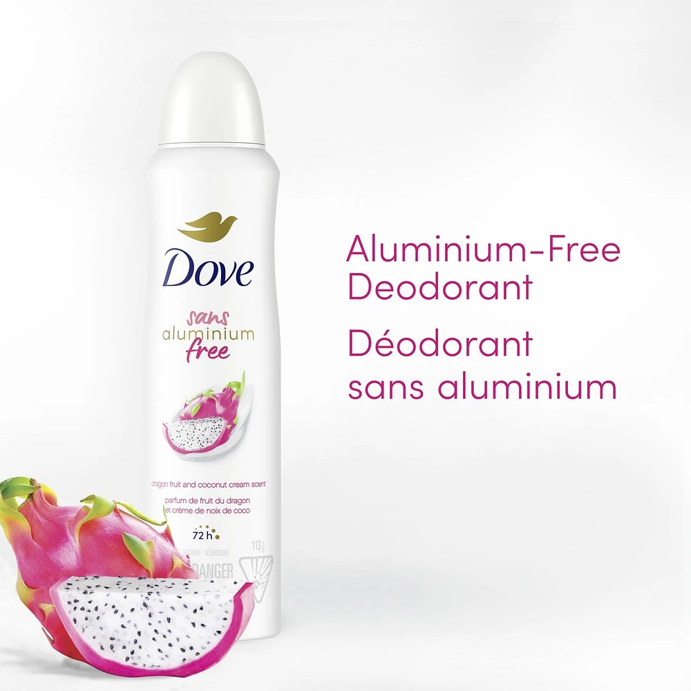 Dove Aluminium Free Déodorant for Women with 1/4 Moisturizers, Dragon Fruit & Coconut Cream 72h Odour Protection 113 g
