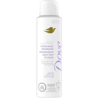 Dove Aluminum Free Whole Body Deodorant Cooling Dry Spray Raspberry & Rose Scent, 113g