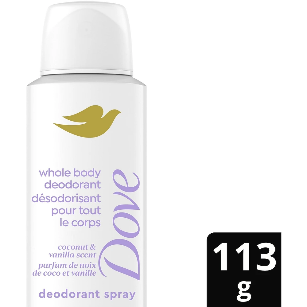 Dove Aluminum Free Whole Body Deodorant Cooling Dry Spray Raspberry & Rose Scent, 113g
