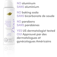 Dove Aluminum Free Whole Body Deodorant Cooling Dry Spray Raspberry & Rose Scent, 113g