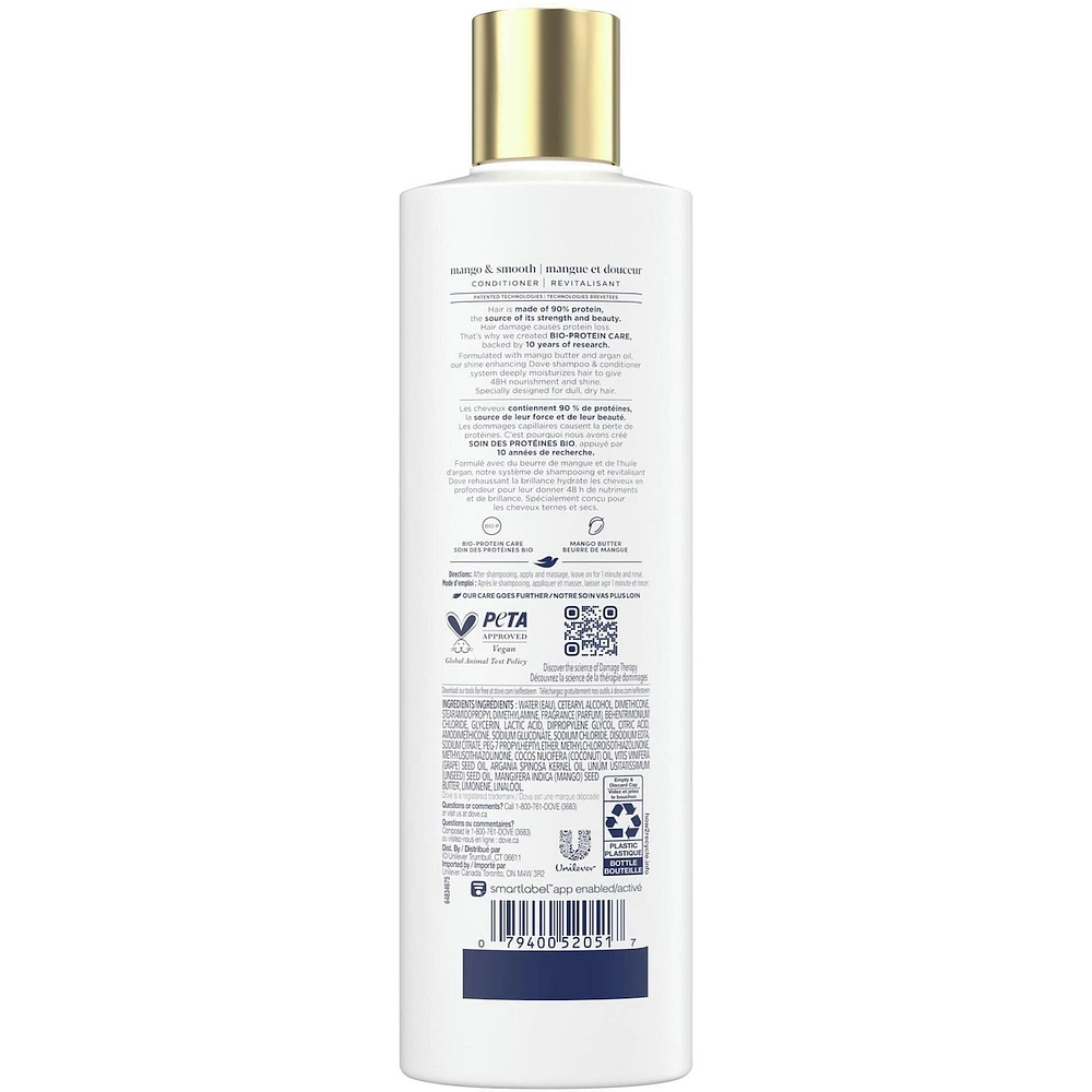 Dove Mango & Smooth Conditioner for Dull and Dry Hair,  with Liquid Bio-Protein Care technology, 355 ML