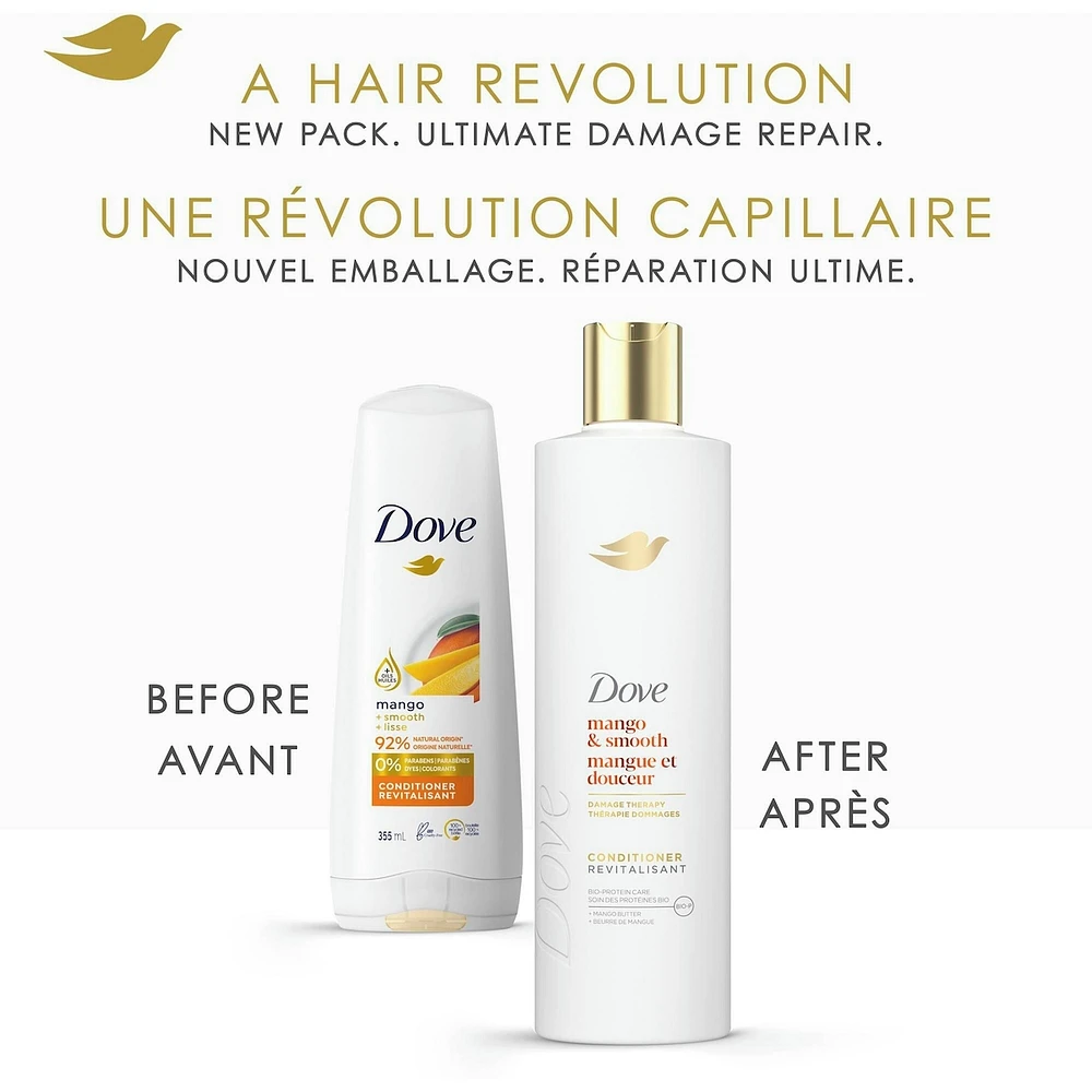 Dove Mango & Smooth Conditioner for Dull and Dry Hair,  with Liquid Bio-Protein Care technology, 355 ML