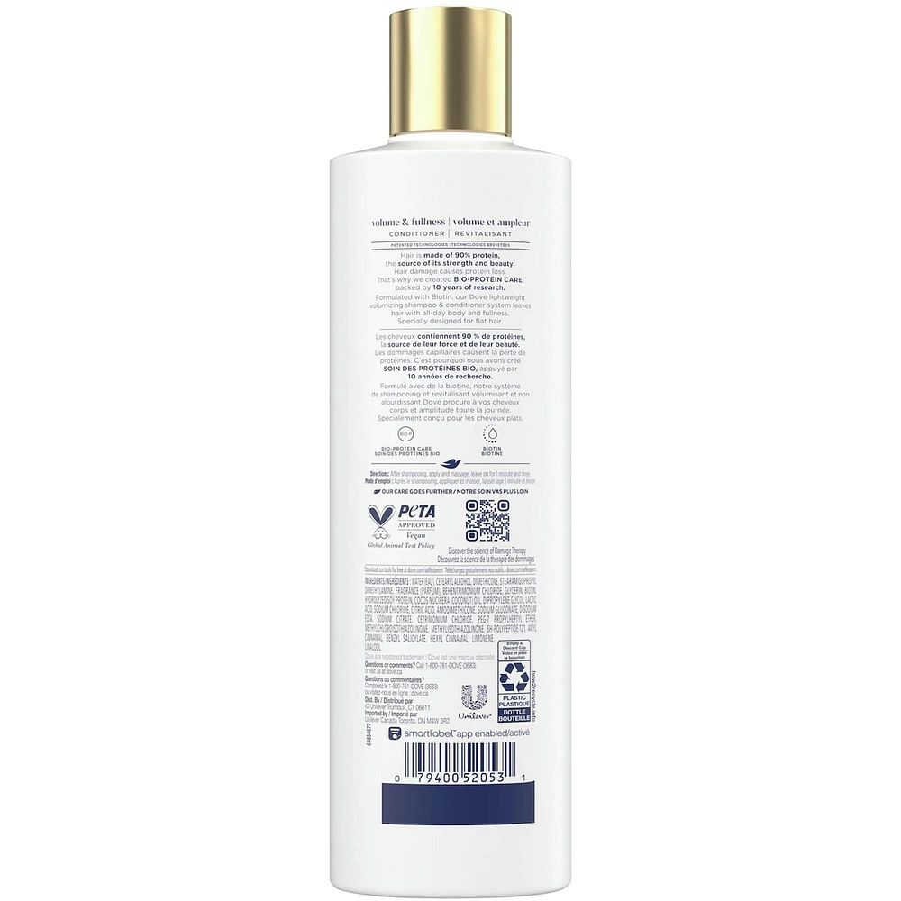 Dove Volume And Fullness Conditioner for Flat Hair,   with Liquid Bio-Protein Care 355 ML