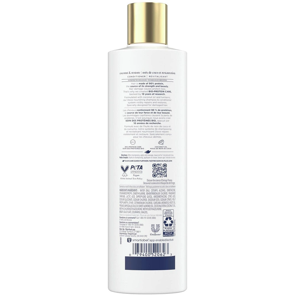 Dove Coconut Oil & Restore Conditioner for Damaged Hair,  with Liquid Bio-Protein Care 355 ML