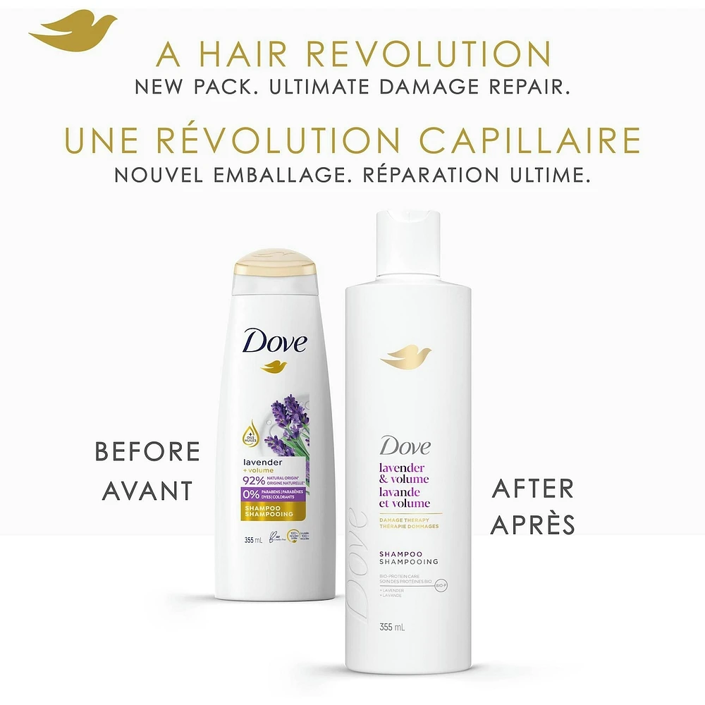 Shampooing pour Cheveux Fins et Plats, Dove Lavande & Volume  avec Soin Bio-Protéine Liquide, 355 ML