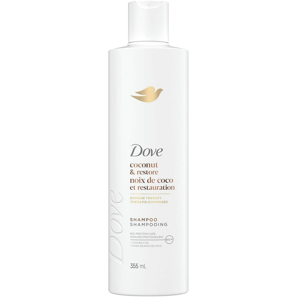 Dove Coconut Oil & Restore Shampoo for Damaged Hair, with Liquid Bio-Protein Care, 355 ML