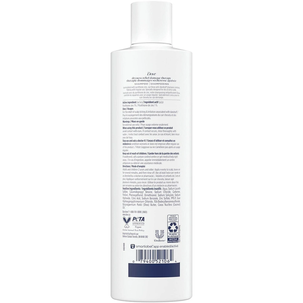 Dove Dryness & Itch Relief Shampoo for Dry and Itchy scalp,  with Liquid Bio-Protein Care technology, 355 ML