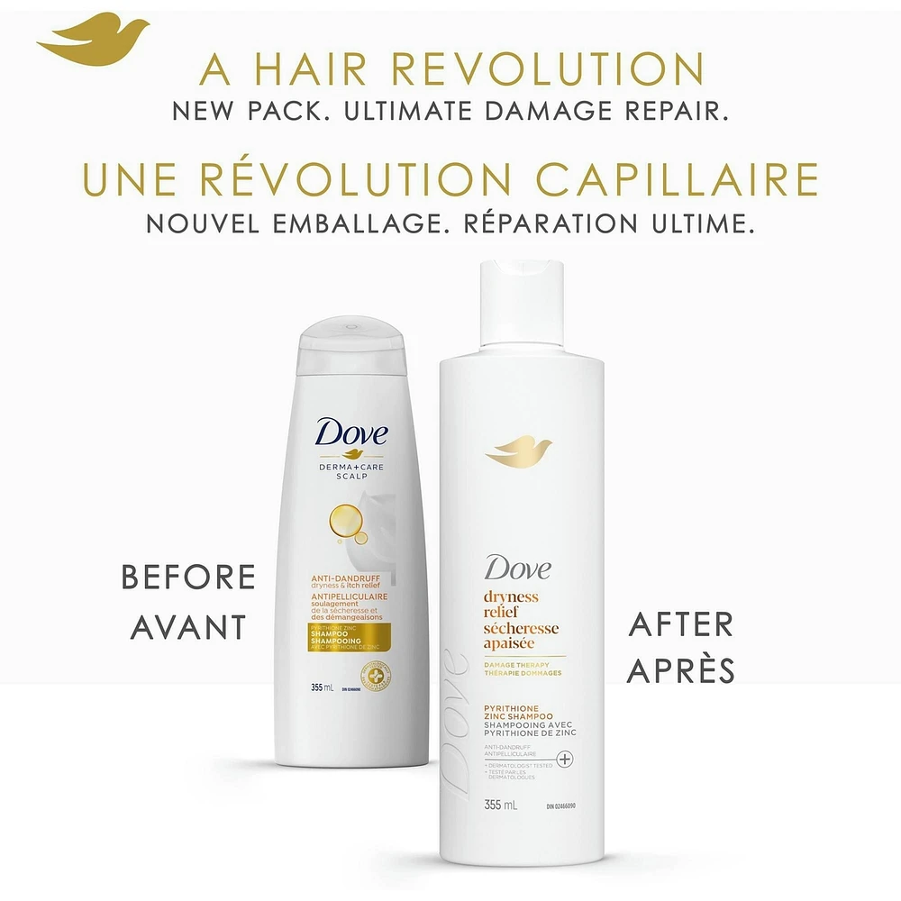 Dove Dryness & Itch Relief Shampoo for Dry and Itchy scalp,  with Liquid Bio-Protein Care technology, 355 ML