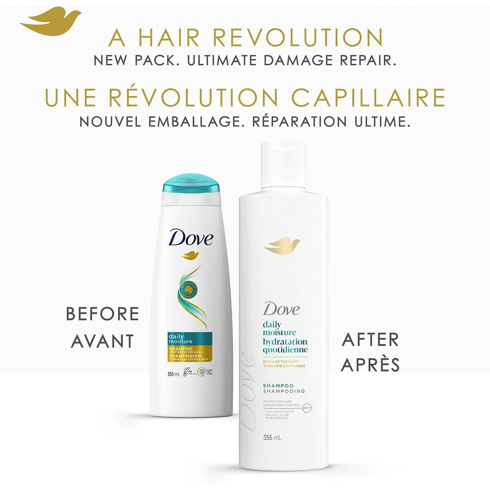 Dove  Shampoo for Dry Hair Daily Moisture with Liquid Bio-Protein Care and Hyaluronic Serum 355 ML