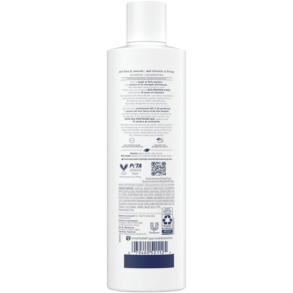 Dove Anti-Frizz & Smooth Shampoo for Frizz-Prone Hair  with Liquid Bio-Protein Care 355 ML