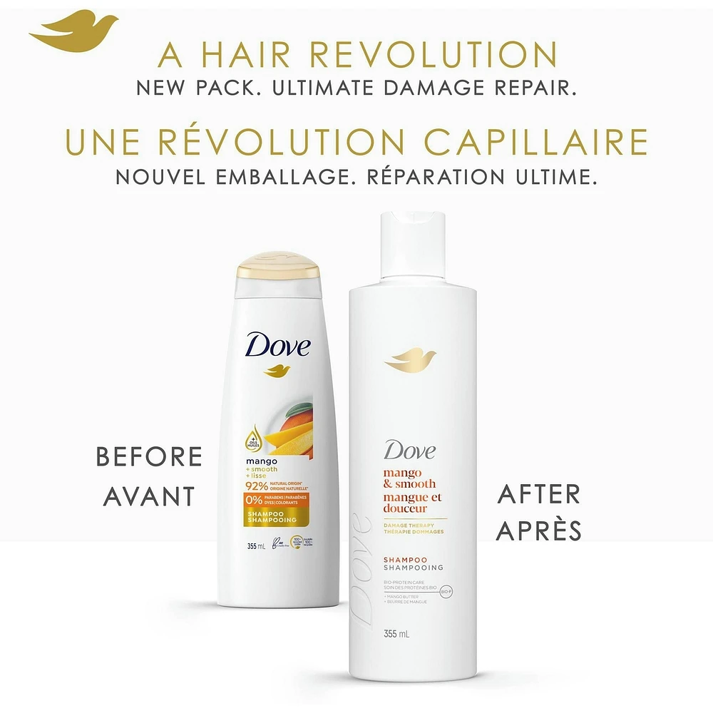 Dove Mango & Smooth Shampoo for Dull & Dry Hair  with Liquid Bio-Protein Care Technology, 355 ML