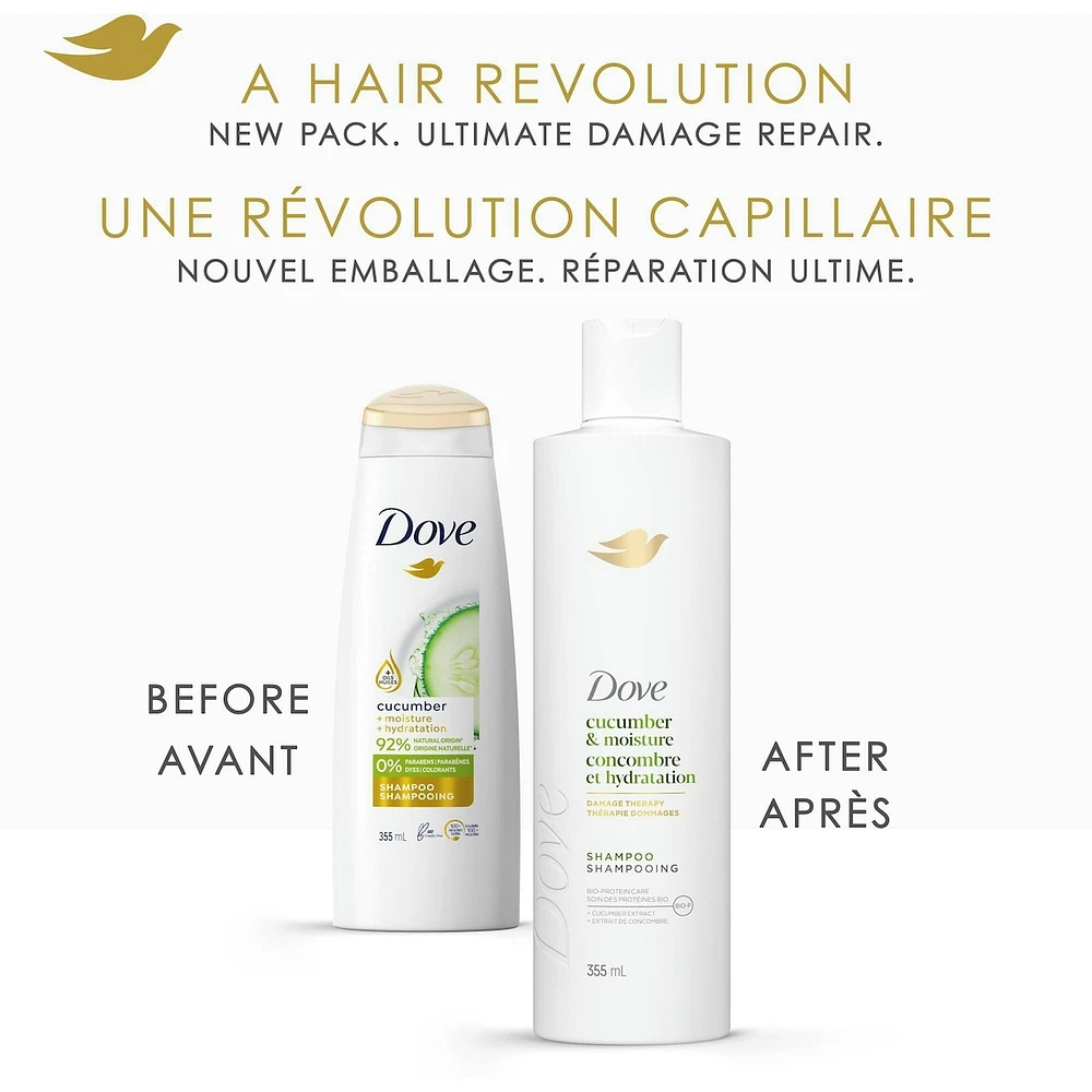 Dove Cucumber Moisture Shampoo for Dull & Dry Hair,  with Liquid Bio-Protein Care, 355 ML