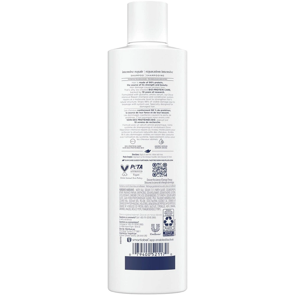 Dove  Intensive Repair Shampoo for Damaged Hair ,  with Liquid Bio-Protein Care technology, 355 ML