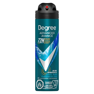 Antisudorifique en vaporisateur à sec pour une haute protection de 48 h Degree Men Workout Endure protection antibactérienne contre les odeurs 107 g