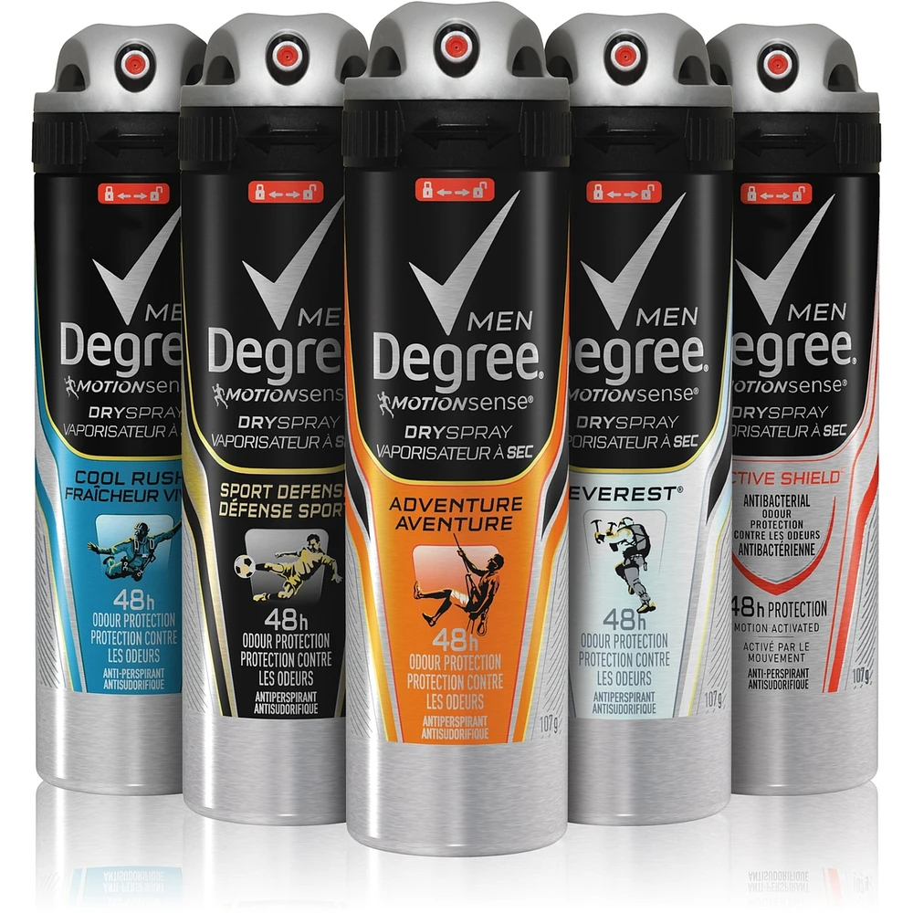 Degree Men Dry Spray Antiperspirant Cool Rush antibacterial odour protection 107 GR