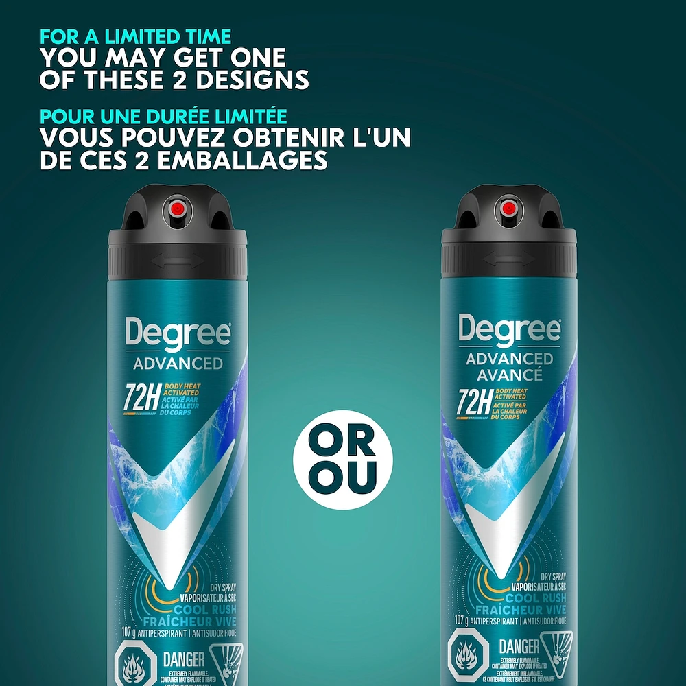 Degree Men Dry Spray Antiperspirant Cool Rush antibacterial odour protection 107 GR