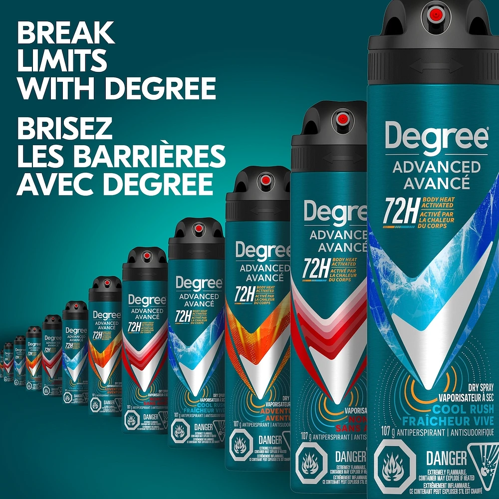 Degree Men Dry Spray Antiperspirant Cool Rush antibacterial odour protection 107 GR