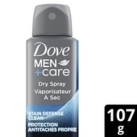 Dove Men+Care Dry Spray Antiperspirant Stain Defense Clean antibacterial odour protection 107g