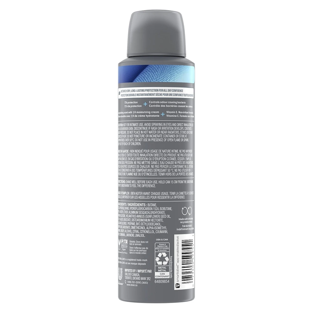 Dove Men+Care Dry Spray Antiperspirant Stain Defense Clean antibacterial odour protection 107g