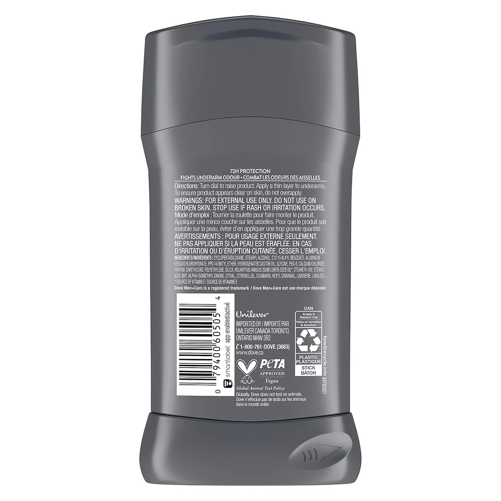 Dove Men+Care Antiperspirant Stick Stain Defense Clean antibacterial odour protection 76g