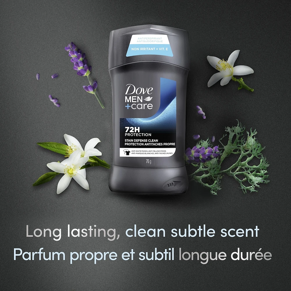 Dove Men+Care Antiperspirant Stick Stain Defense Clean antibacterial odour protection 76g