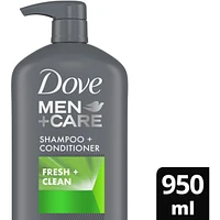 Dove Men+Care 2 in 1 Shampoo and Conditioner for daily use Fresh and Clean deeply cleans and invigorates hair with a refreshing effect 950 ml