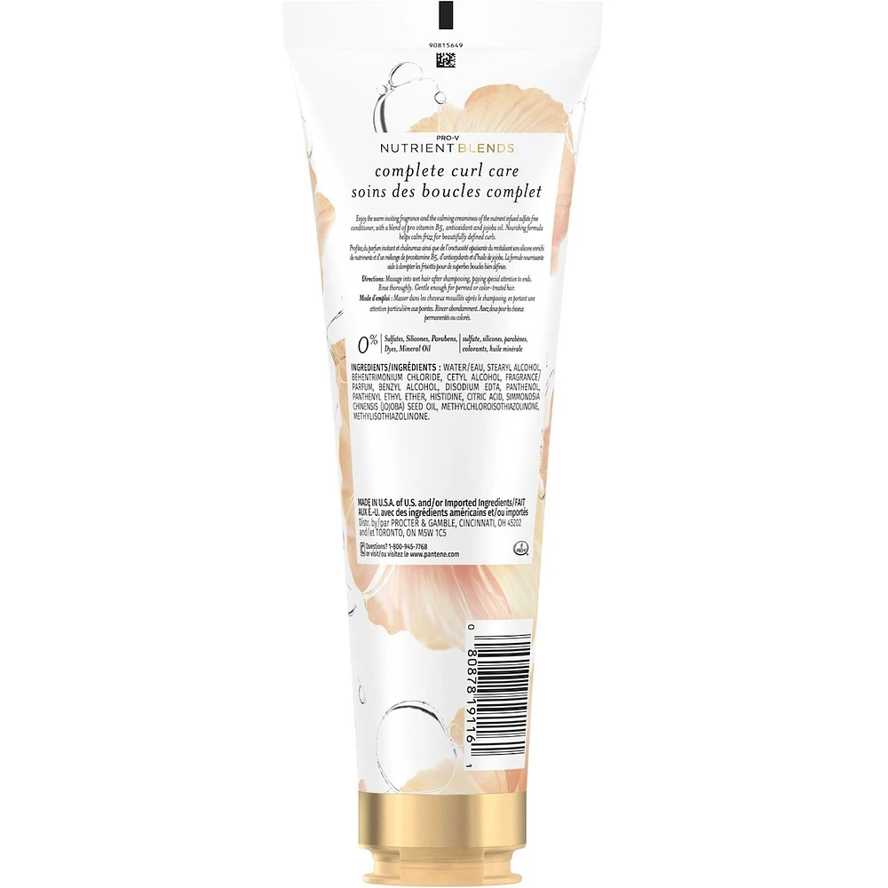 Pantene Nutrient Blends Complete Curl Care Conditioner with Jojoba Oil for Curly Hair, Silicone Free, 237 mL