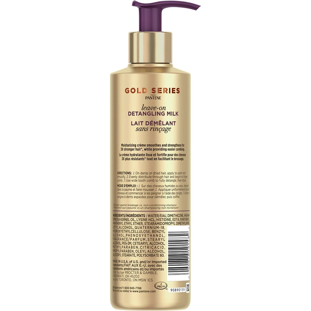 Gold Series from Pantene Sulfate-Free Leave-On Detangling Milk Treatment with Argan Oil for Curly, Coily Hair, 225 mL