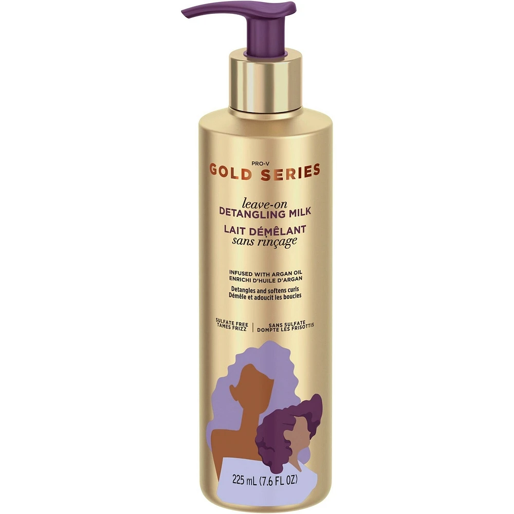 Gold Series from Pantene Sulfate-Free Leave-On Detangling Milk Treatment with Argan Oil for Curly, Coily Hair, 225 mL
