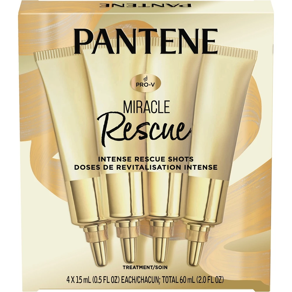Pantene Miracle Intense Rescue Shots Dry Hair Treatment – 4 Count, 15 mL each