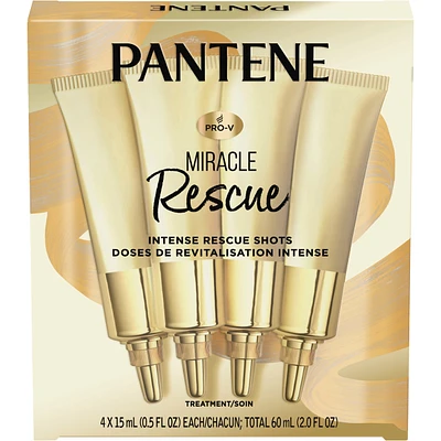 Pantene Miracle Intense Rescue Shots Dry Hair Treatment – 4 Count, 15 mL each