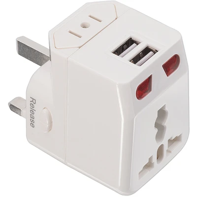 World Travel Adapter with Dual USB Charging Ports