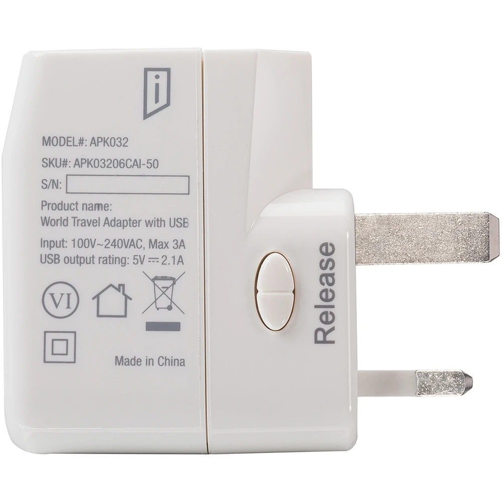 World Travel Adapter with Dual USB Charging Ports