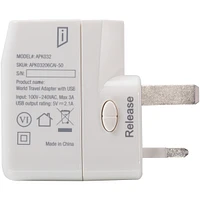 World Travel Adapter with Dual USB Charging Ports