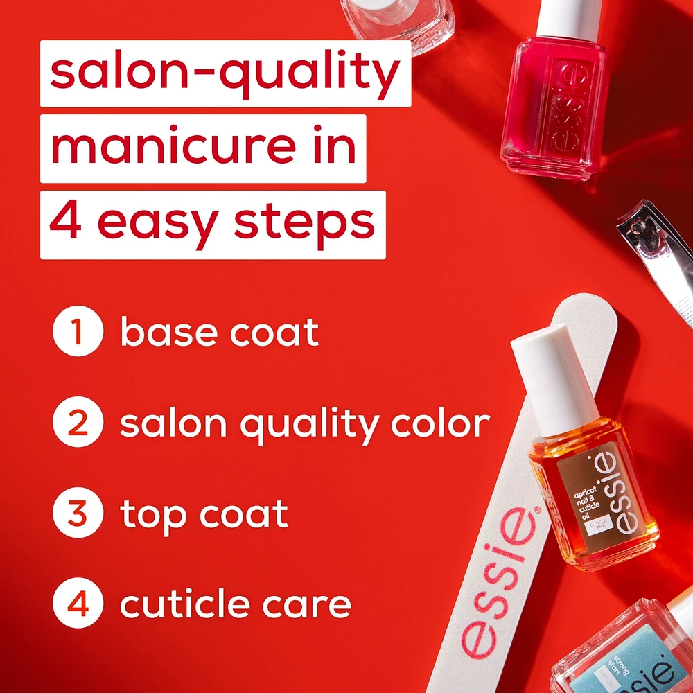 essie stay longer premium longwear top coat, chip-protection, stay longer