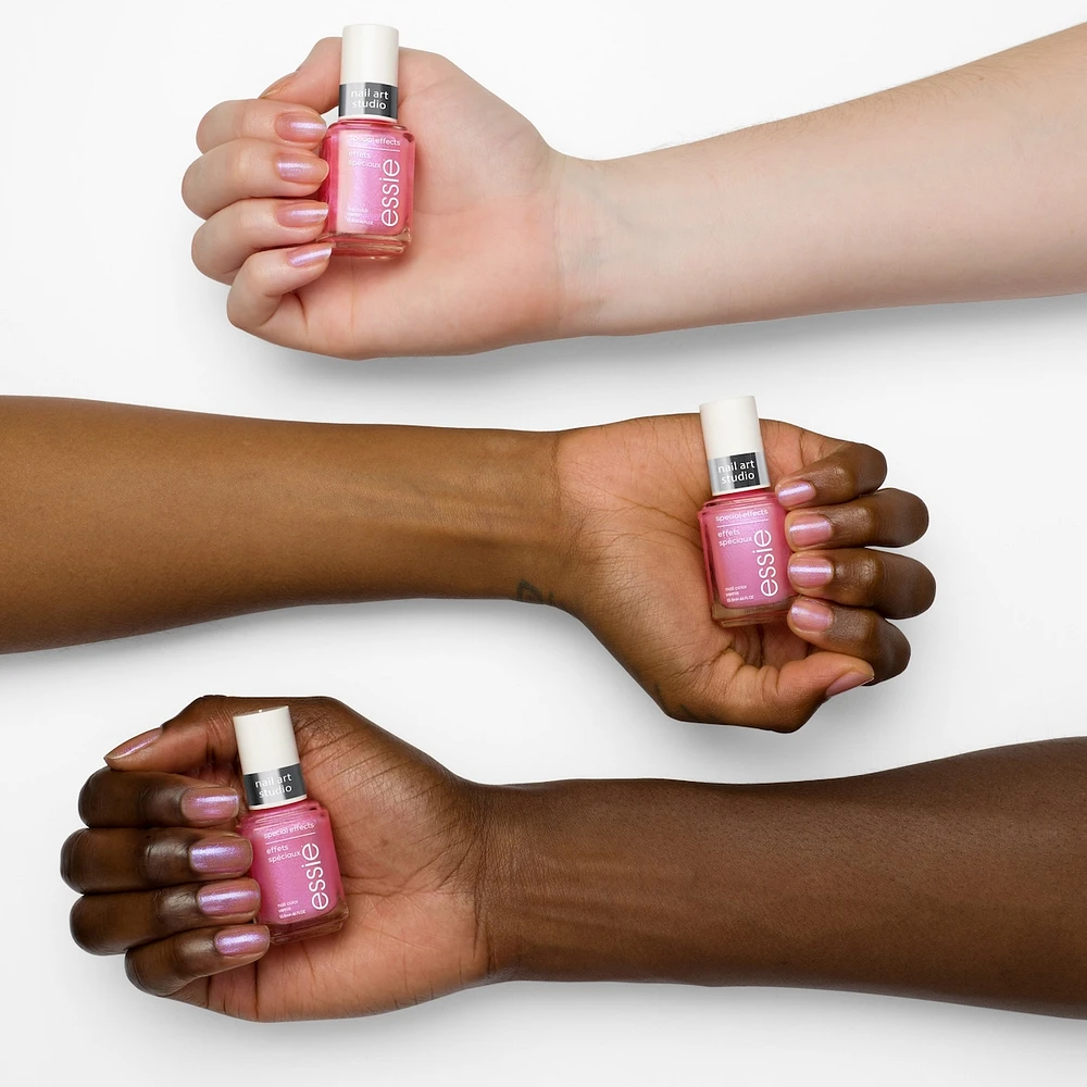 essie nail art studio special effects polish, vegan, salon quality formula, flaky pearl finish, lustrous luxury, silver, 13.5 ml