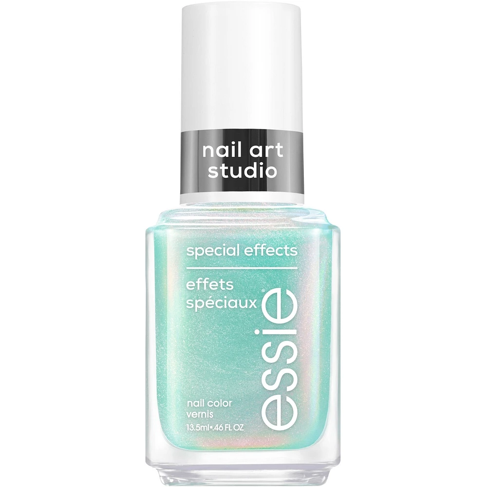 essie nail art studio special effects polish, vegan, salon quality formula, flaky pearl finish, divine dimension, blue, 13.5 ml